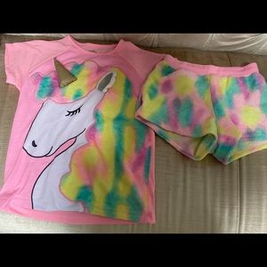 Justice unicorn 🦄 PJ with shorts in great shape